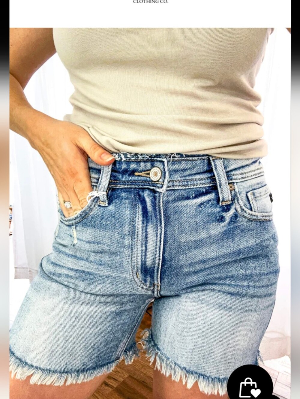 KanCan Women's High Rise Light Blue Denim Frayed Hem Shorts Medium